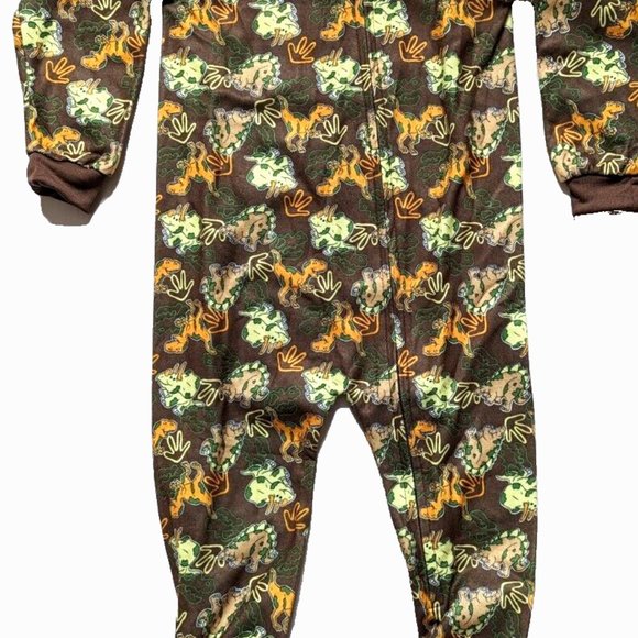 Carter's Pajama Toddler Boys DINO Sleepwear Sleeper Brown Full Zip PJ 7 … - Picture 3 of 8